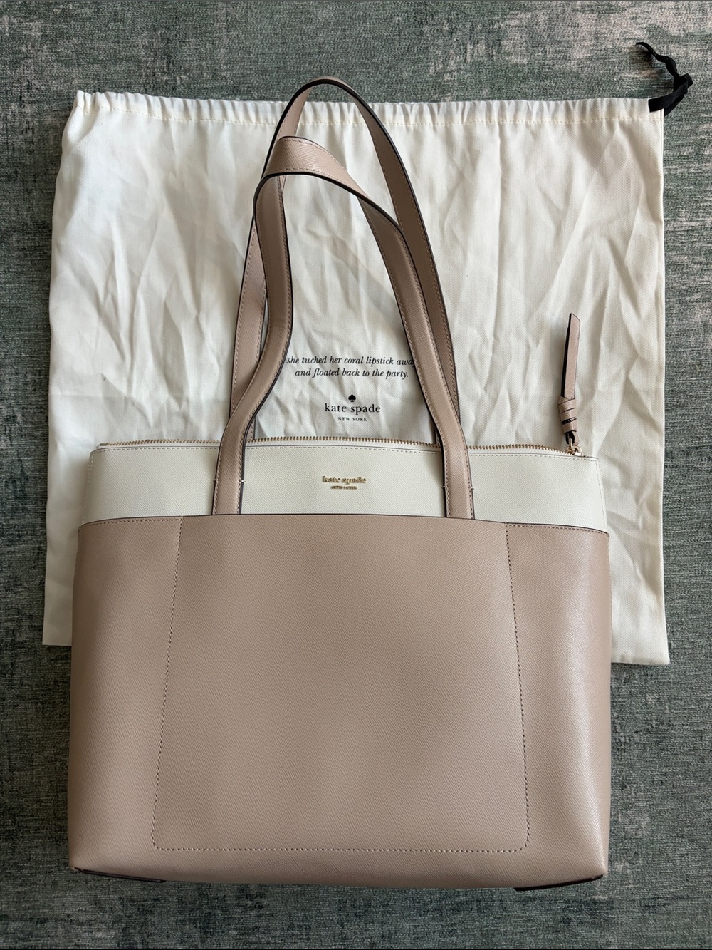 kate spade Two-Tone Cream and Beige Leather Tote